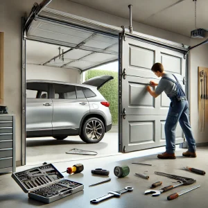 garage-door-panel-being-repaired-or-replaced