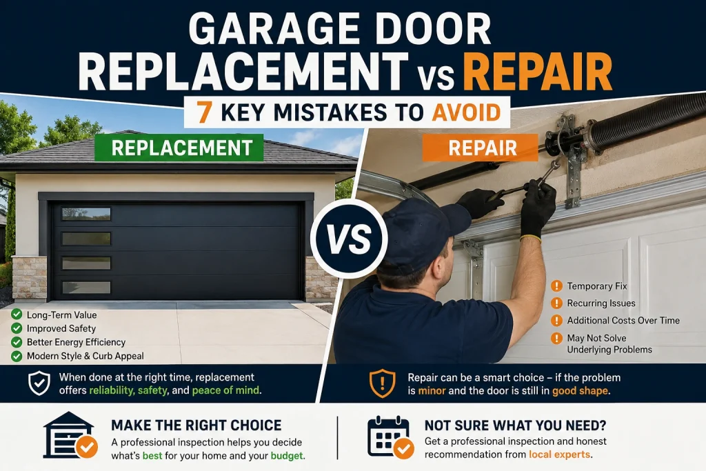 Garage door replacement vs repair